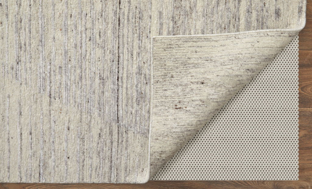 8' x 12' Abstract Hand Knotted Worn Faded Area Rug - Ivory And Gray