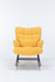 Giga yellow teddy upholstered nursery rocking chair with high backrest, modern glider recliner for living room and reading space.