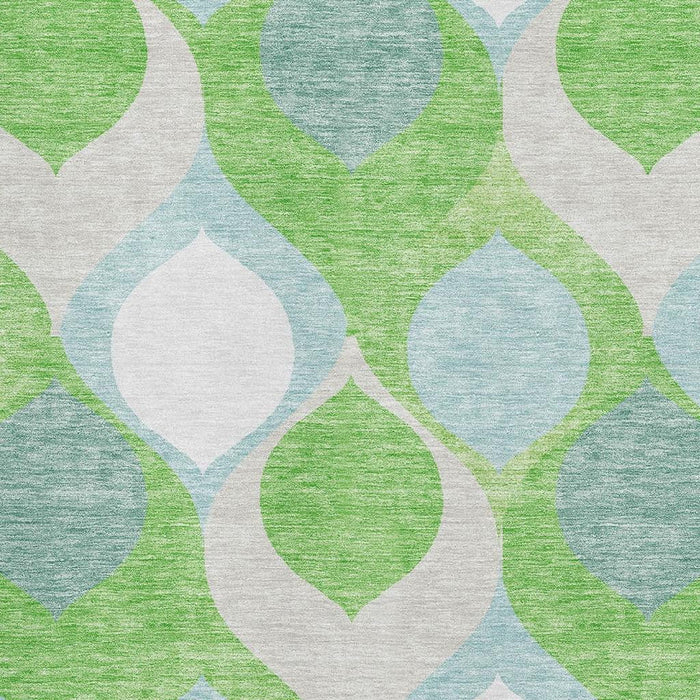 10' X 14' Ogee Washable Area Rug With UV Protection - Lime Green