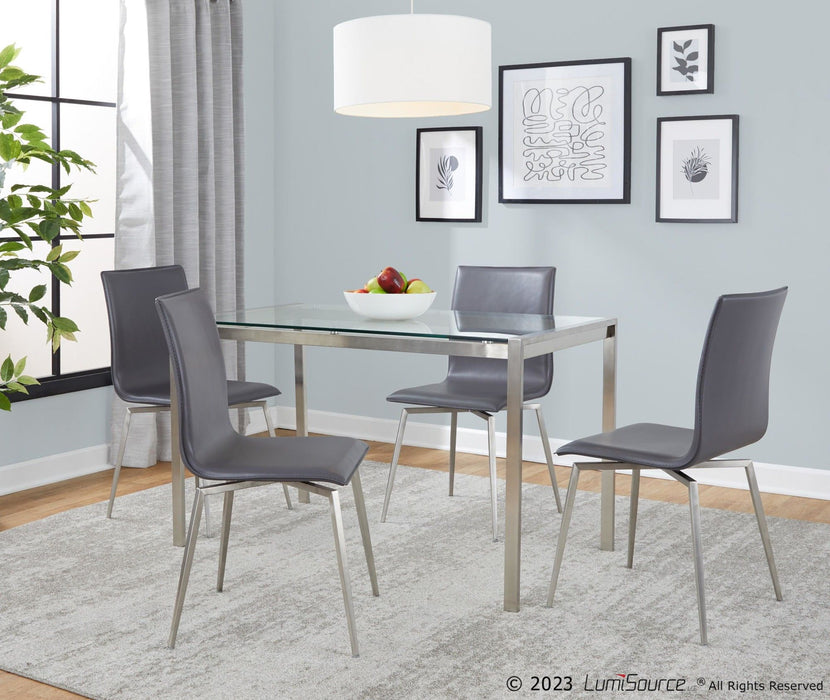 Fuji - Mason Upholstered Swivel Dining Set - Stainless Steel