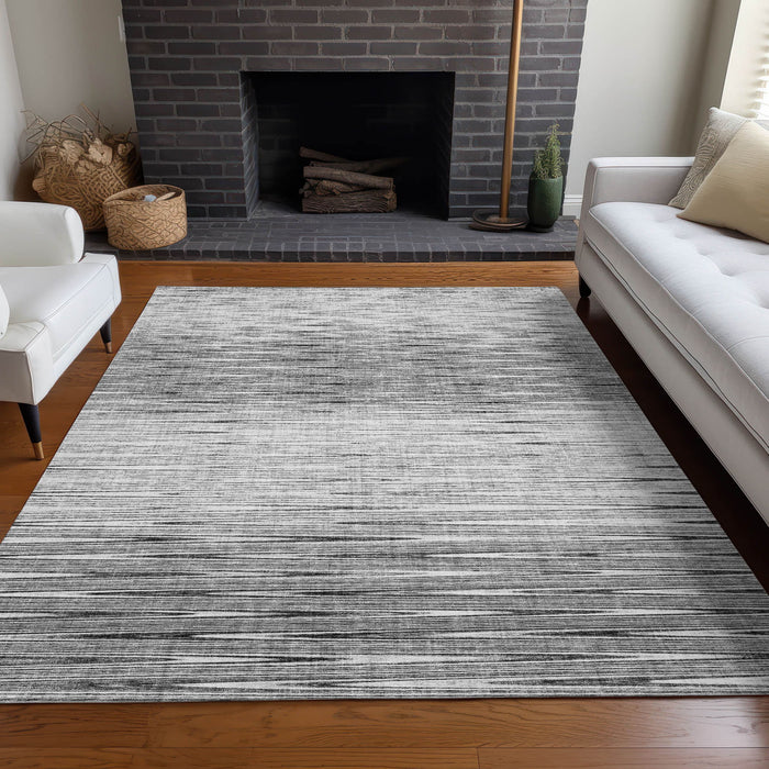 14' X 10' Transitional Abstract Washable Area Rug With UV Protection - Gray And Silver