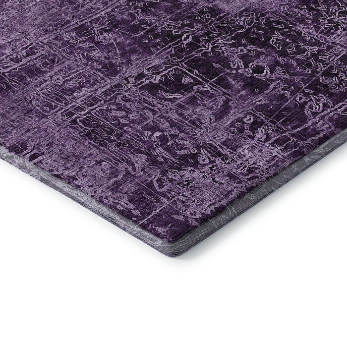 9' X 12' Abstract Washable Area Rug With UV Protection (649053) - Purple / Ivory
