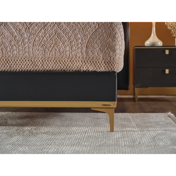 Bellona Carlino Black Leather Storage Bedroom Set – Queen & King Size