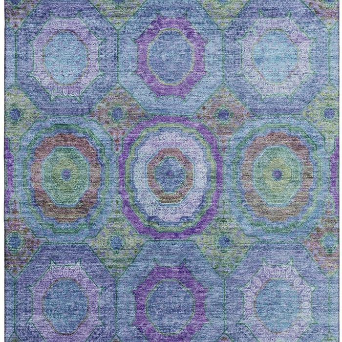 10' X 14' Geometric Washable Area Rug With UV Protection (716485) - Blue / Purple