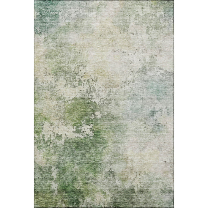 10' X 14' Abstract Washable Area Rug With UV Protection (687083) - Artichoke Green / Beige