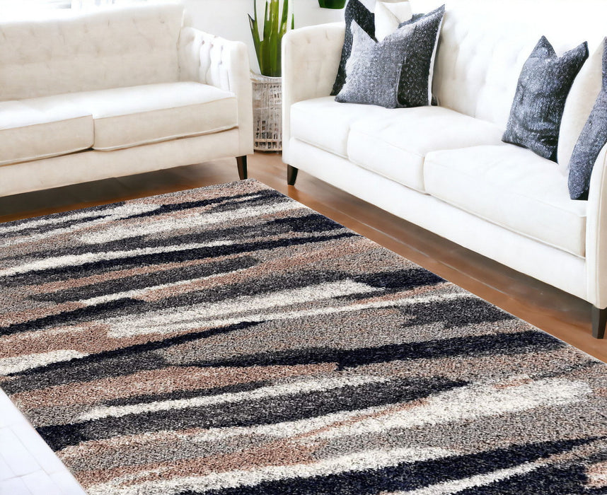 8' x 11' Strokes Area Rug - Gray And Black