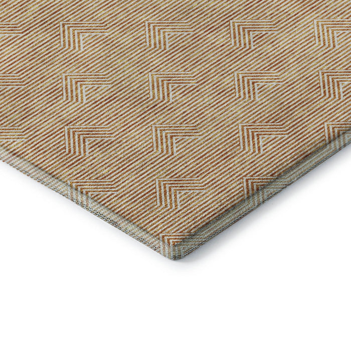 10' X 14' Abstract Geometric Washable Area Rug With UV Protection (672350) - Orange / Ivory