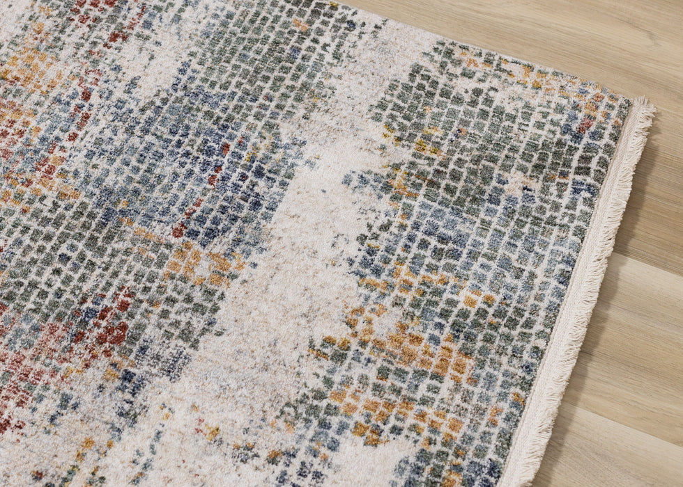 8' X 10' Abstract Area Rug (660208) - Cream / Blue / Yellow