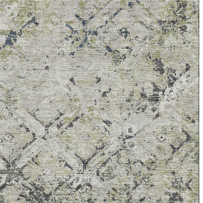 10' X 14' Diamond Washable Area Rug With UV Protection - Silver