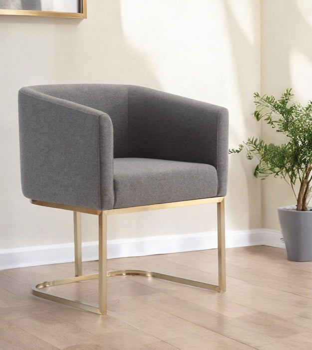 Contemporary Upholstered Fabric Dining Arm Chair - Dark Gray