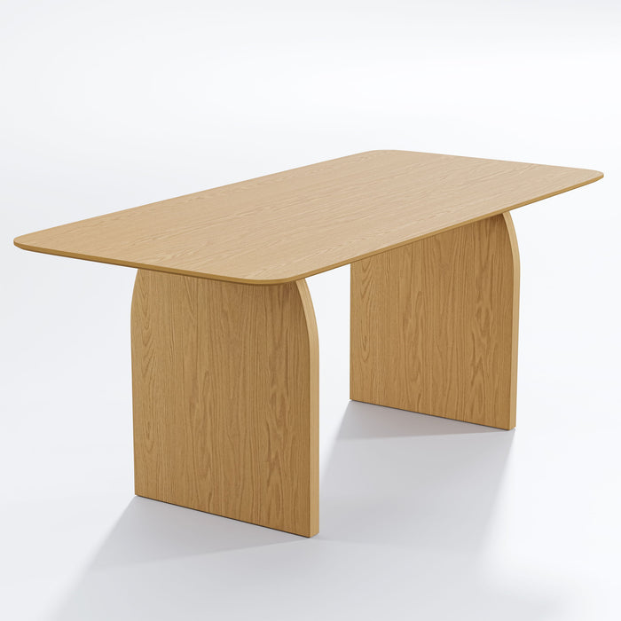 66" Solid Wood Double Pedestal Base Dining Table - Natural