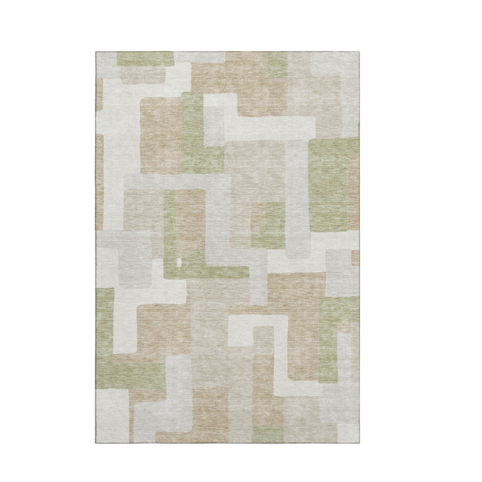 10' X 14' Geometric Washable Area Rug With UV Protection (675690) - Beige / Ivory / Taupe