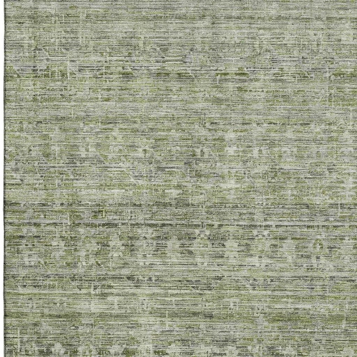 10' X 14' Striped Washable Area Rug With UV Protection (699969) - Green / Gray
