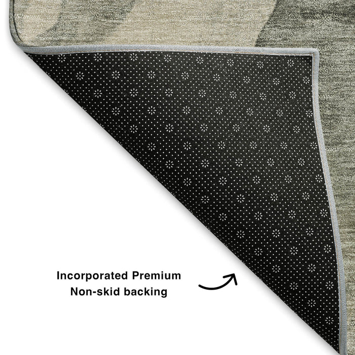 10' X 14' Abstract Washable Area Rug With UV Protection (701551) - Orange / Gray / Silver