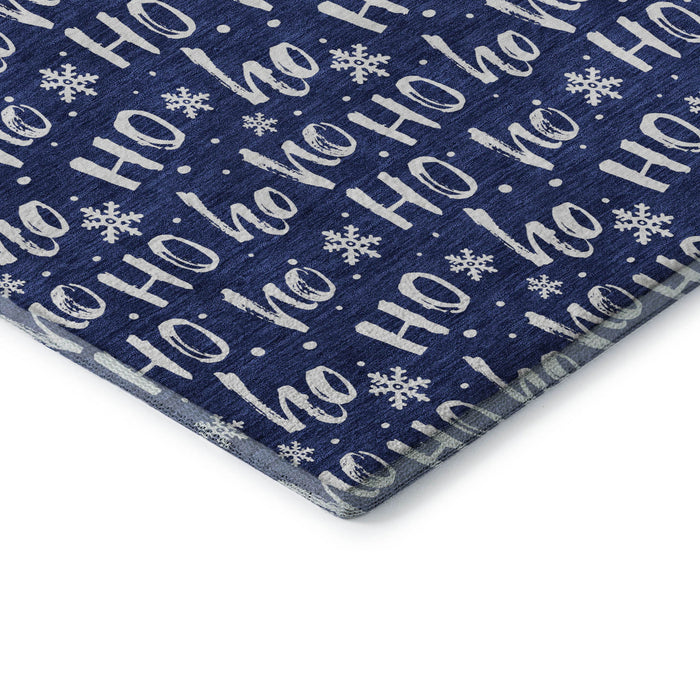 10' X 14' Abstract Geometric Washable Area Rug With UV Protection (701810) - Navy Blue / Ivory