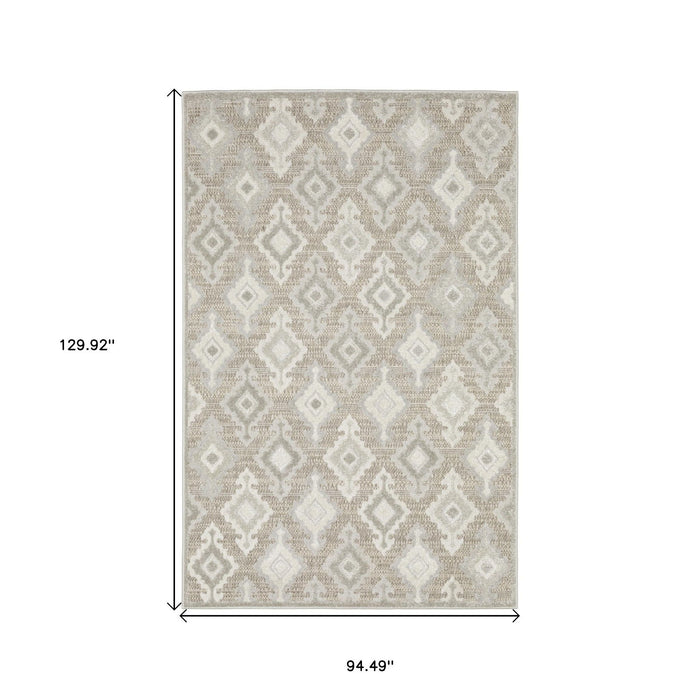 8' X 11' Oriental Area Rug - Beige And Gray