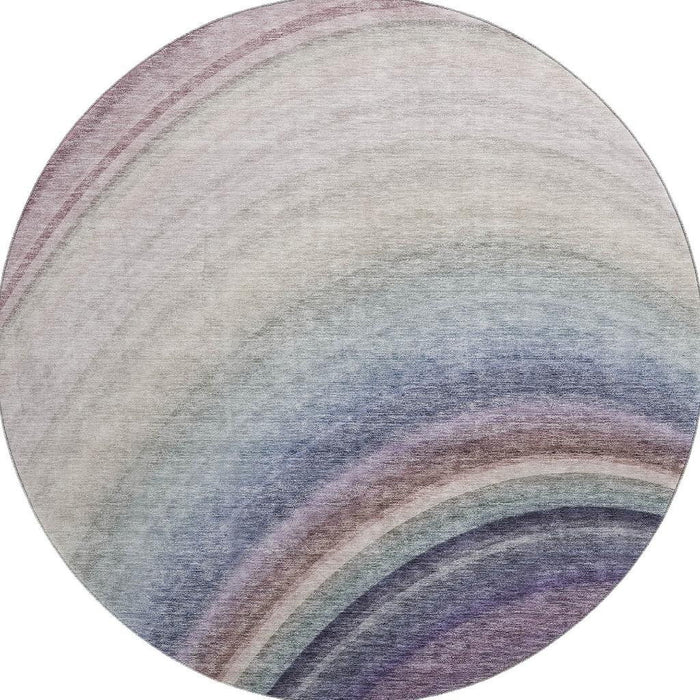 8' Ombre Washable Round Rug With UV Protection (650293) - Beige / Purple / Blue