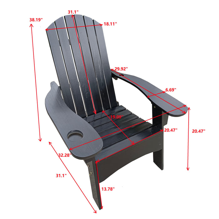 Giga outdoor Adirondack arm chair made of wood with built-in umbrella hole on the arm, suitable for outdoor or indoor use