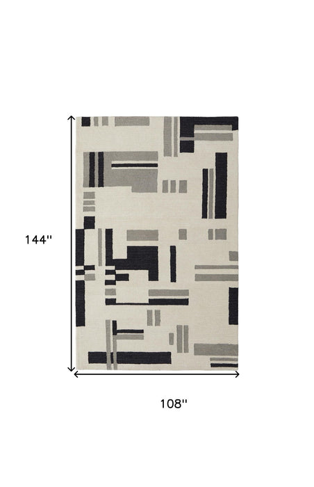 9' x 12' Wool Abstract Hand Tufted Area Rug - Ivory