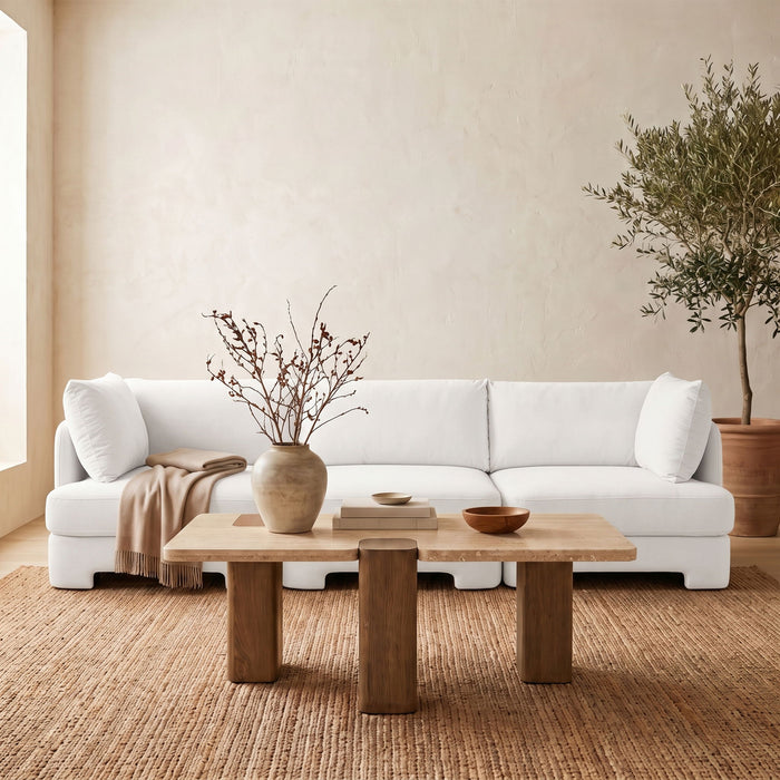 Meridian Furniture Hammond velvet performance fabric 3-piece sectional sofa with plush upholstered cushions and modern design.