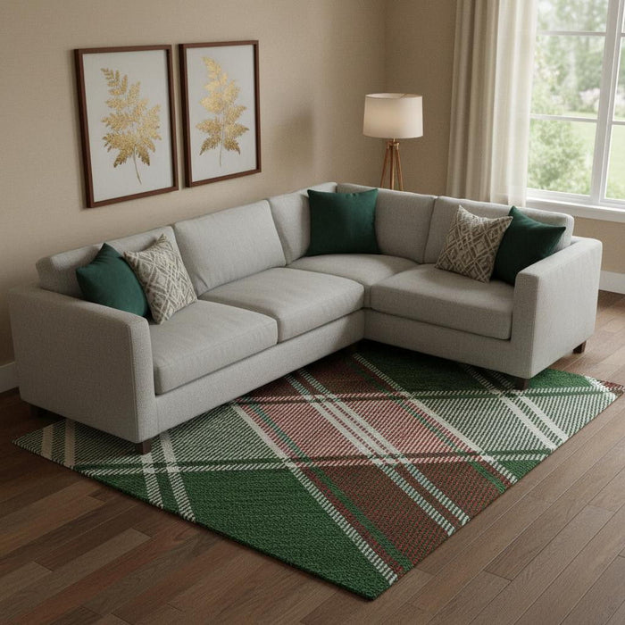 10' X 14' Abstract Geometric Washable Area Rug With UV Protection (701882) - Emerald / Red / Green
