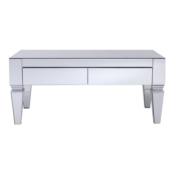 Glass With Iron Mirrored Coffee Table - Silver