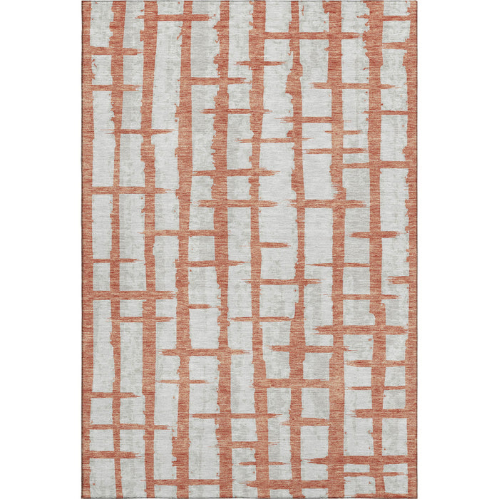 10' X 14' Striped Washable Area Rug With UV Protection (669360) - Coral / Beige
