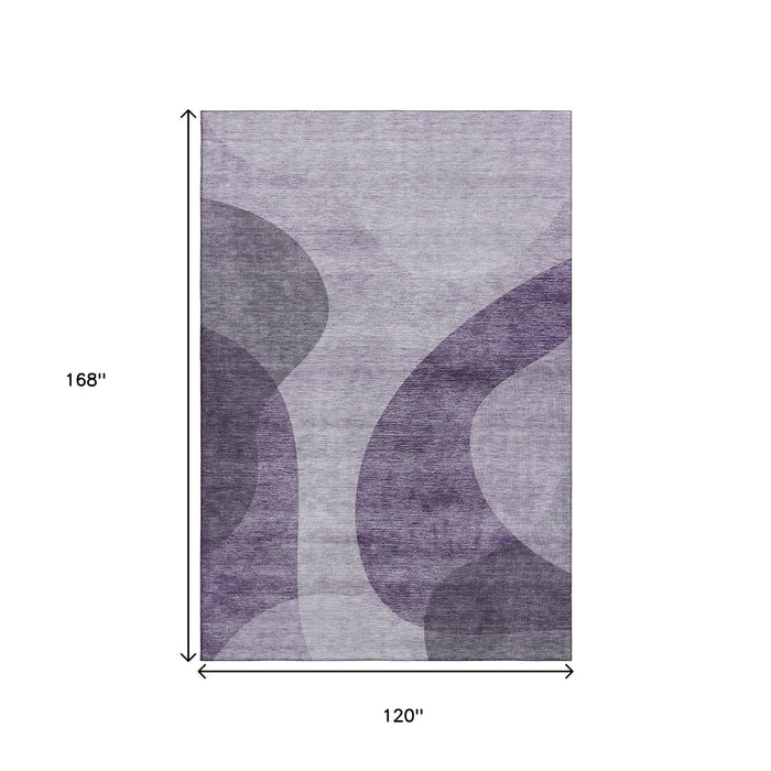 10' X 14' Geometric Washable Area Rug With UV Protection (654850) - Purple / Ivory