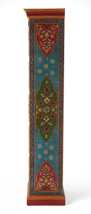 Hand Painted Accent Cabinet - Red / Blue And Gold