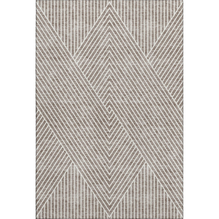 10' X 14' Geometric Washable Area Rug With UV Protection (674670) - Taupe / Ivory