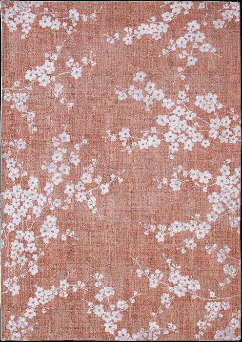 8' Round Oriental Non Skid Area Rug - Red And White