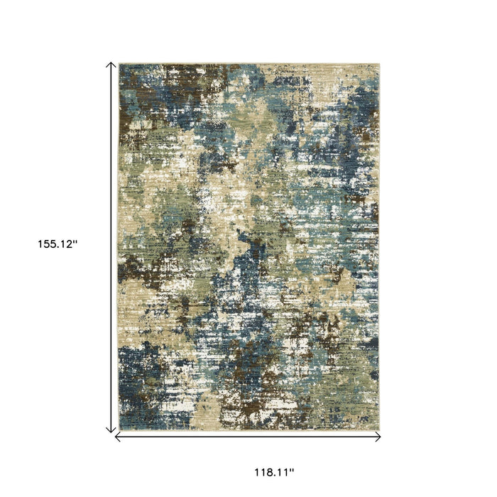 10' X 13' Abstract Area Rug - Blue And Green