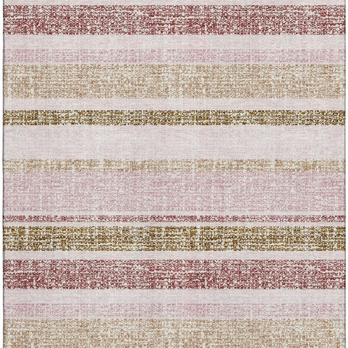 10' X 14' Striped Washable Area Rug With UV Protection (718623) - Pink / Beige