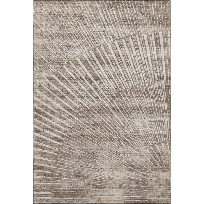 9' X 12' Geometric Washable Area Rug With UV Protection (648351) - Taupe / Ivory