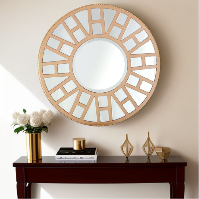 32" Round Metal Framed Accent Mirror - Gold