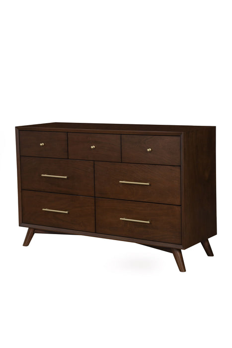 60" Solid Wood Seven Drawer Double Dresser - Walnut