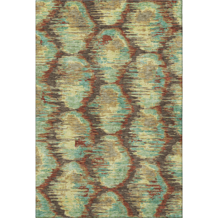 10' X 14' Diamond Washable Area Rug With UV Protection - Brown