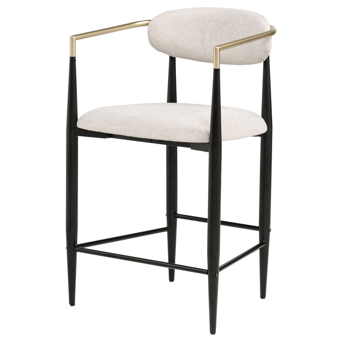 Set of two beige Tina fabric upholstered counter chairs from CoasterEveryday, showcasing cushioned seats and modern design.