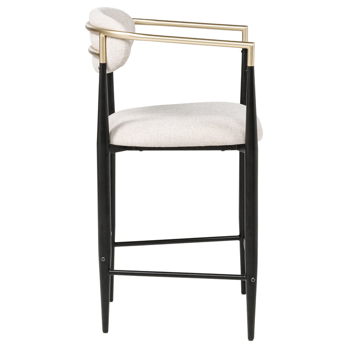 Set of two beige Tina fabric upholstered counter chairs with wooden legs, modern furniture by CoasterEveryday.