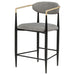 Set of two CoasterEveryday Tina fabric upholstered counter chairs in grey with cushioned seats and modern design.