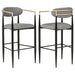 Set of two grey Tina fabric upholstered bar chairs by CoasterEveryday, showcasing modern design and cushioned seats.