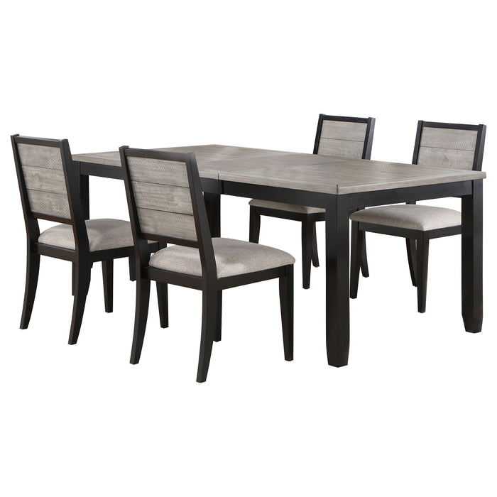Elodie 5-piece Rectangular Extension Leaf Dining Set Grey and Black