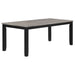 CoasterEveryday Elodie 5-piece rectangular extension leaf dining set in grey and black with chairs and table, stylish modern furniture.