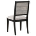 Grey and black Elodie 5-piece rectangular extension leaf dining set by CoasterEveryday, featuring table with extension leaf and matching chairs.