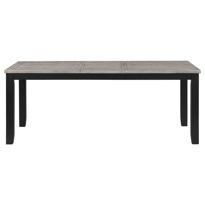 Elodie Rectangular 78-inch Extension Leaf Dining Table Grey and Black