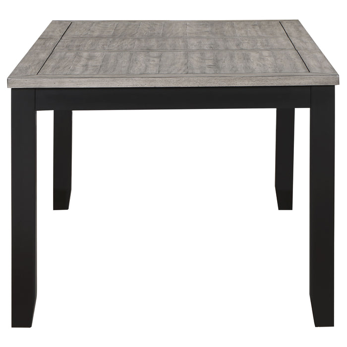 Elodie Rectangular 78-inch Extension Leaf Dining Table Grey and Black