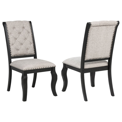 Phelps upholstered dining side chair in tan distressed finish by CoasterEveryday, set of 2