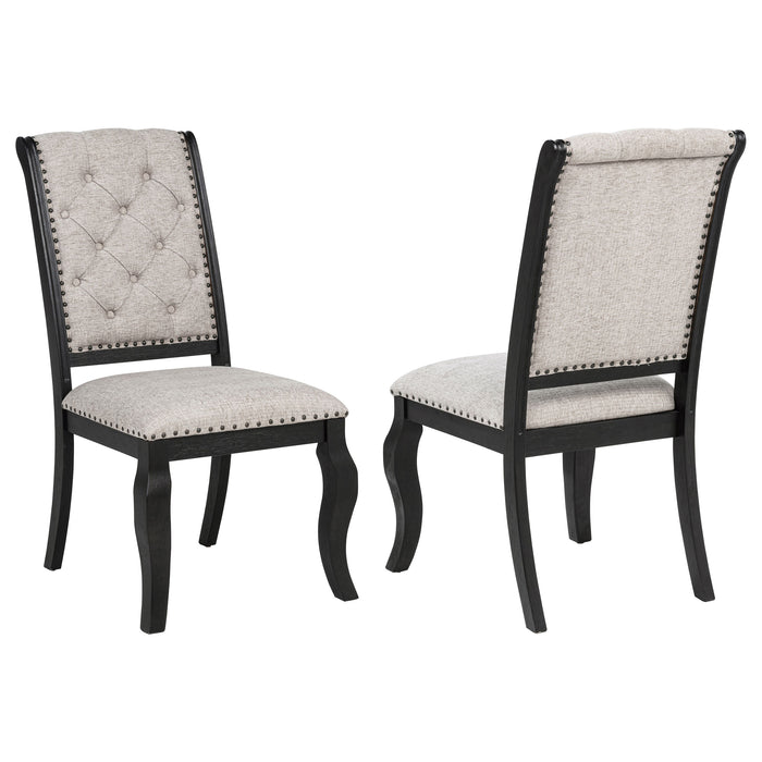 Phelps upholstered dining side chair in tan distressed finish by CoasterEveryday, set of 2