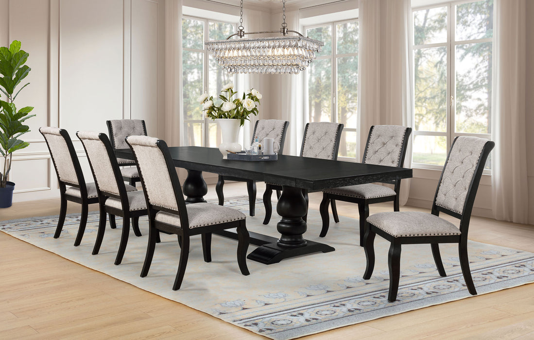 Phelps Upholstered Dining Side Chair Tan Distressed Noir (Set of 2)