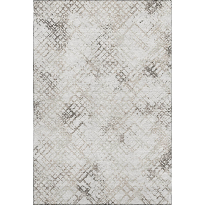 10' X 14' Abstract Geometric Washable Area Rug With UV Protection - Taupe And Ivory
